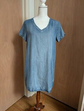 Velvet Heart Tencel Chambray Dress Size M Blue Shift Dress Casual Summer